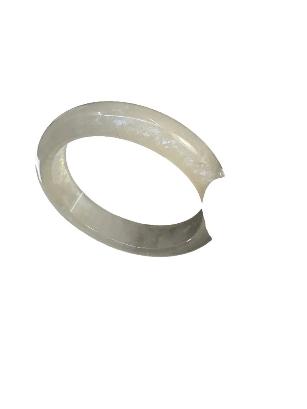 Natural White Moonstone Bangle Bracelet 55.8mm I.D. w Moderate Blue Sheen 44.61g